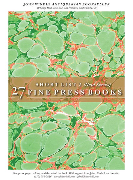 Short List 2 (New Series): 27 Fine Press Books