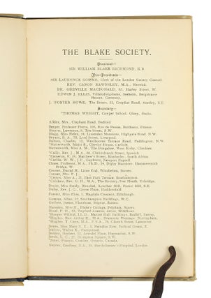 The First Meeting of the Blake Society. Papers Read Before the Blake Society at the First Annual Meeting, 12th August, 1912.