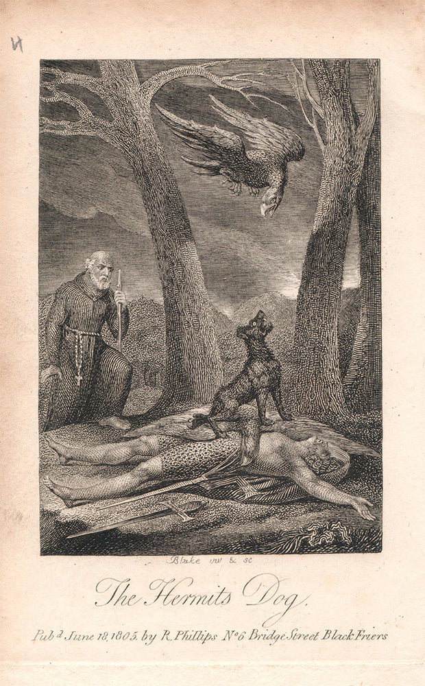 Item #106642 A single plate from: Ballads. Founded on Anecdotes Relating to Animals, with Prints Designed and Engraved by William Blake. William. Hayley Blake, William.