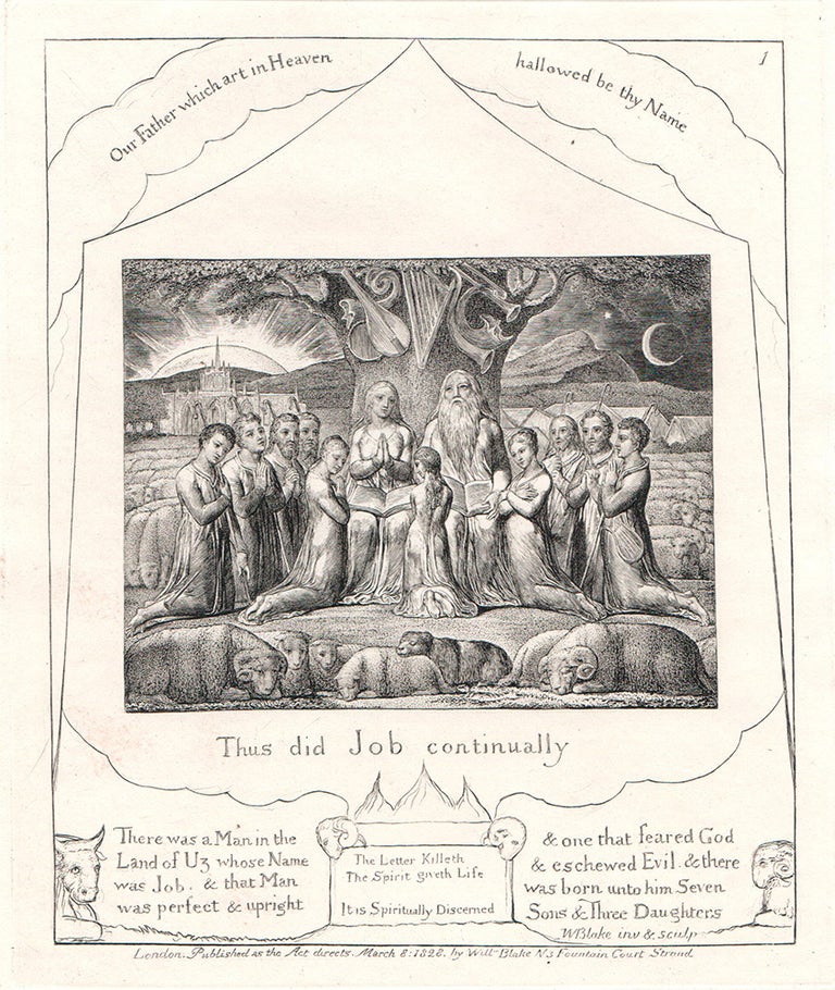 Item #107774 Illustrations of the Book of Job. Plate 1: “Thus did Job continually”. William Blake.