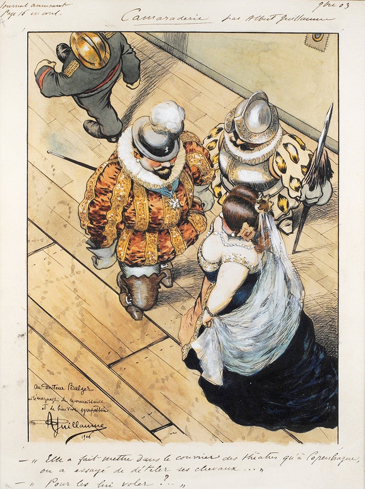 Item #108189 Original illustration for Le Journal amusant: "Camaraderie" Albert Guillaume.