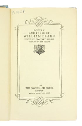 Poetry and Prose of William Blake, Edited by Geoffrey Keynes.