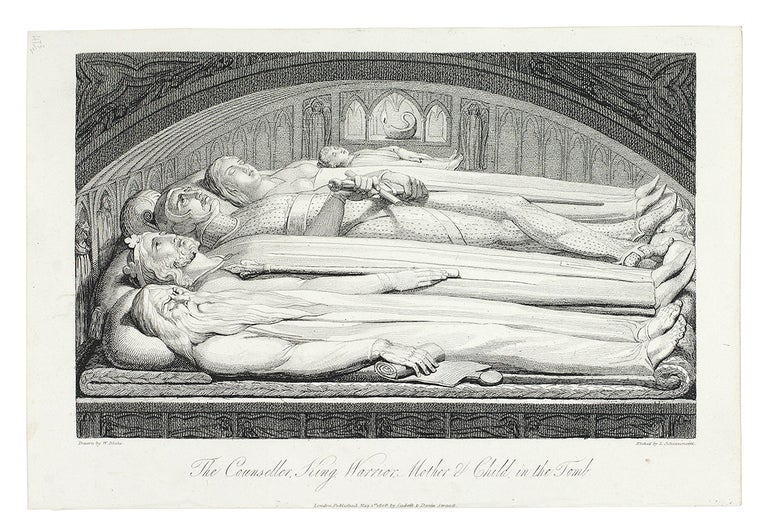 Item #110744 “The Counseller, King, Warrior, Mother & Child, in the tomb”: in The Grave. William. Blair Blake, Robert, separate plate.