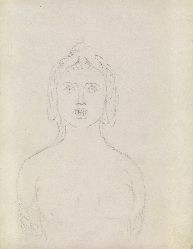 Item #122688 A GIRL WITH FULL FACE AND BARE BREASTS. WILLIAM BLAKE.