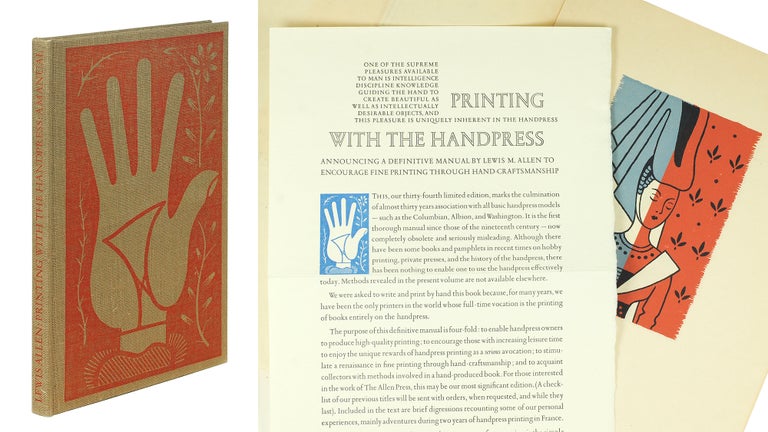 Item #123068 Printing with the Handpress. Herewith a Definitive Manual to Encourage Fine Printing through Hand-craftsmanship. Lewis M. Allen Press. Allen.