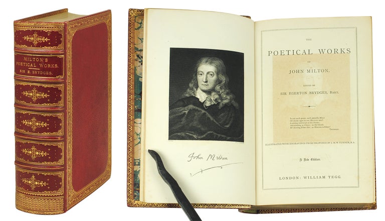 Item #123292 The Poetical Works... edited by Sir Egerton Brydges, Bart. Illustrated with Engravings from drawings by J.M.W. Turner, R.A. John Milton.