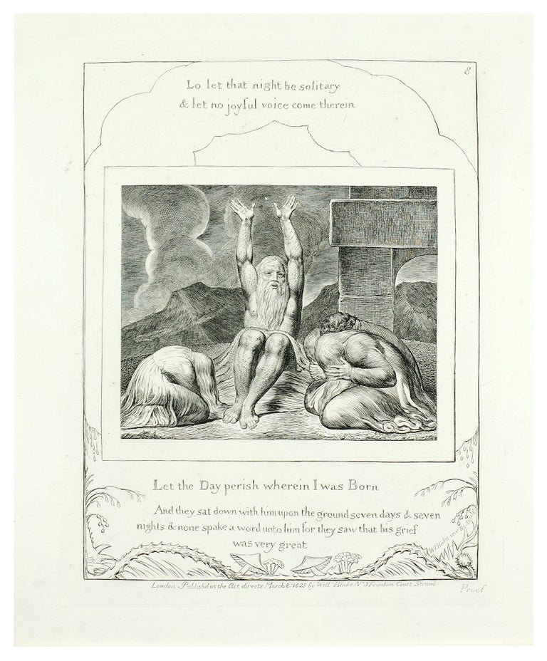 Item #123353 Illustrations of the Book of Job. Plate #8 “Let the Day Perish Wherein I was born.”. William Blake.