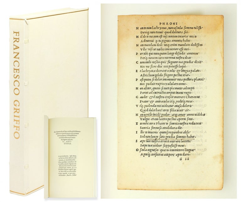 Item #123683 Francesco Griffo da Bologna - Fragments & Glimpses The life and work of the man who cut types for Aldus Manutius. With a leaf from the Aldine 1502 edition of Ovid’s Heroidvm epistolae set in Griffo’s first italic type. Heavenly Monkey.