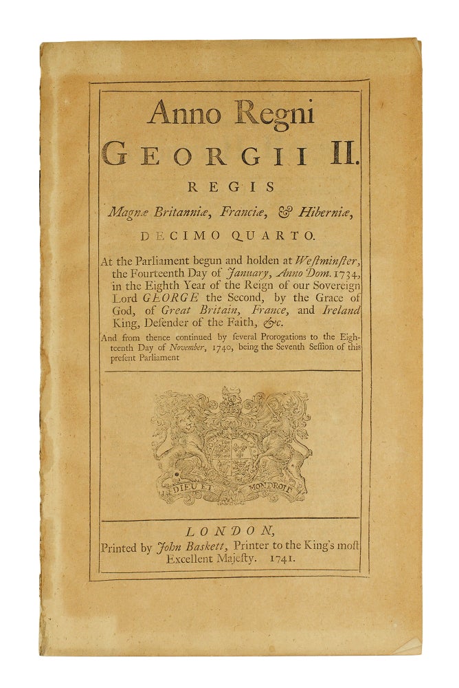 Item #123787 Anno Regi Georgii II.... An Act for Restraining and Preventing Several Unwarrantable Schemes and Undertakings in His Majesties Colonies and Plantations in America. Americana.