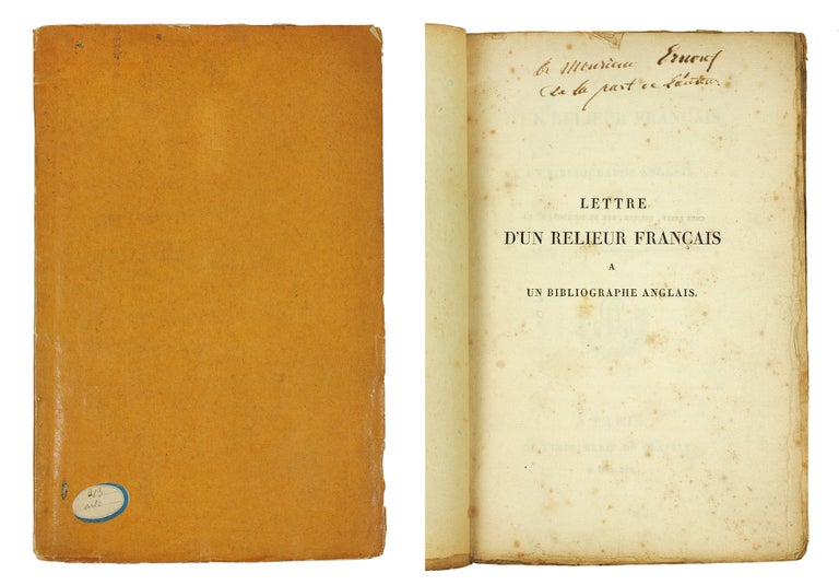 Item #123818 Lettre d’un Relieur Francais à un Bibliographe Anglais. Maturin Marie. Dibdin Lesné, Thomas Frognall.