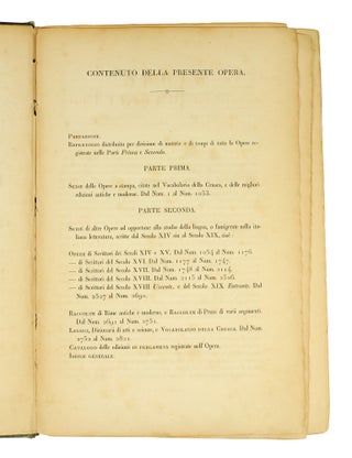 Serie dei testi di lingua e di altre opere importanti nella italiana letteratura scritte dal secolo XIV al XIX.