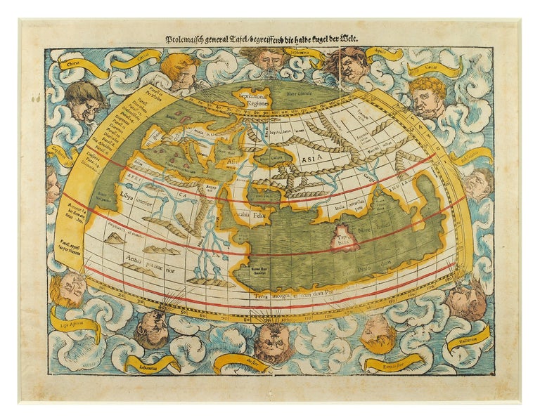 Item #124259 Ptolemaisch General Tafel begreissend die halbe Kugel der Welt. Sebastien Munster.