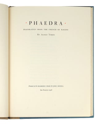 Phaedra. Translated from the French of Racine.