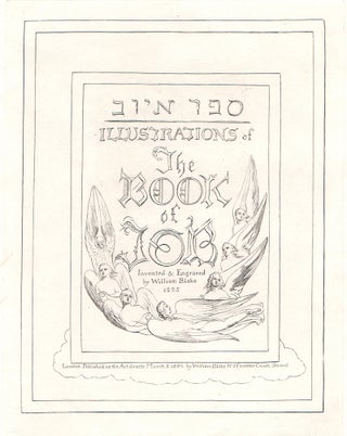 Item #124634 Illustrations of the Book of Job. Title-page. William Blake