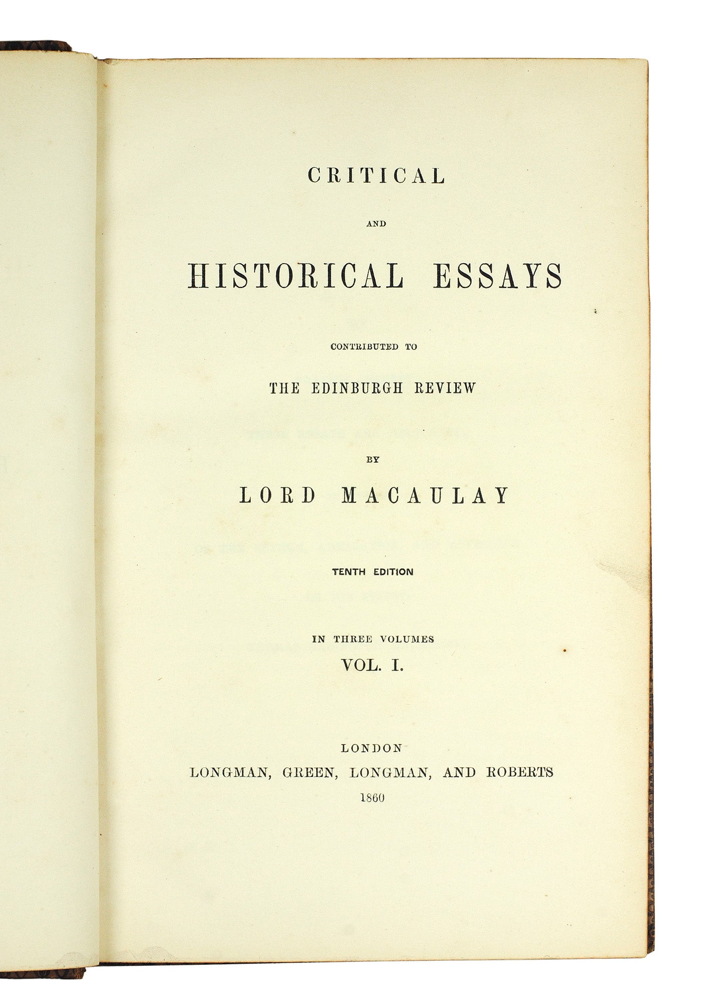 critical and historical essays