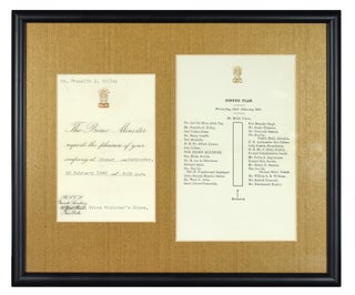 Item #124772 Original invitation and seating plan for a dinner held by Jawaharlal Nehru, Prime...