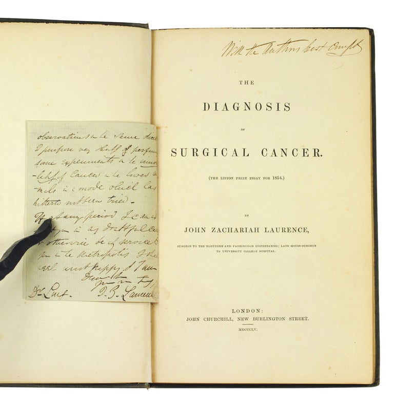 Item #125018 The Diagnosis of Surgical Cancer. (The Liston Prize Essay for 1854). John Zachariah Laurence.