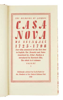 The Memoirs of Jacques Casanova de Seingalt 1725-1798.
