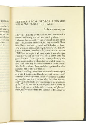Letters to Florence Farr. Edited By Clifford Bax.