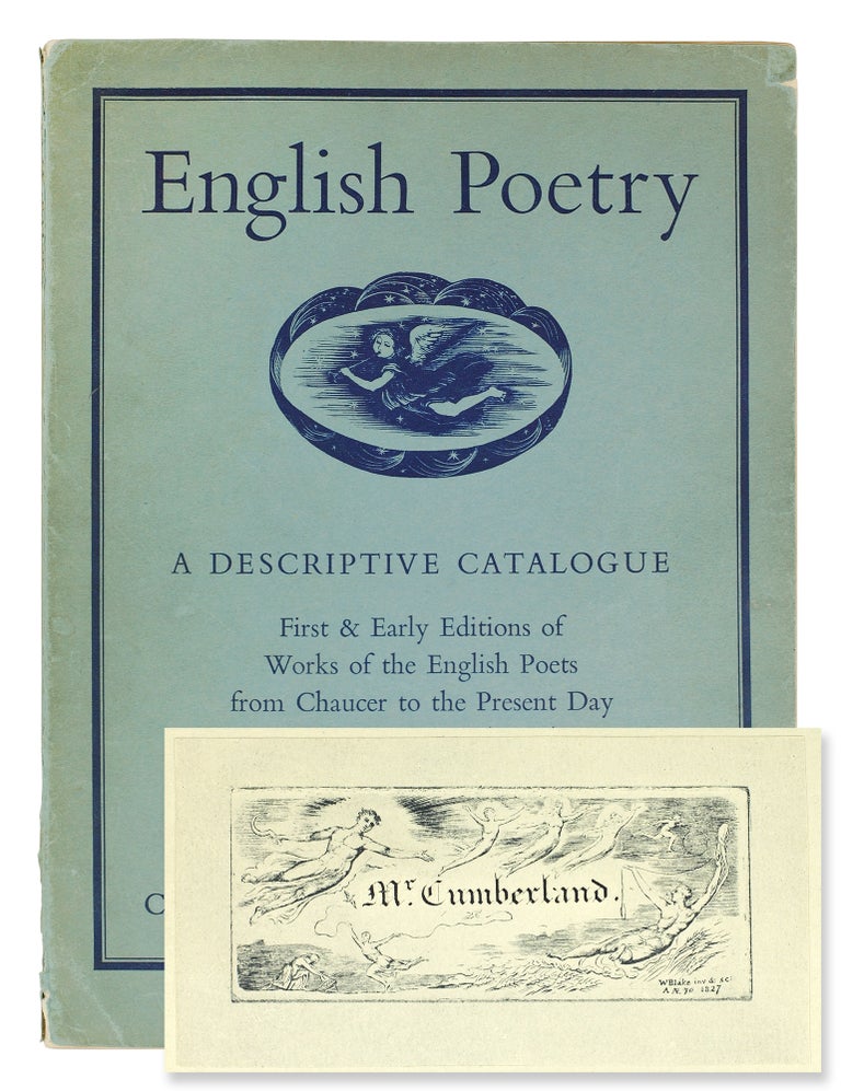 Item #125979 “Calling Card” (sometimes called a bookplate) for George Cumberland. Pasted into a copy of "English Poetry: a Descriptive Catalogue" (1947)/. William. Hayward Blake, John.