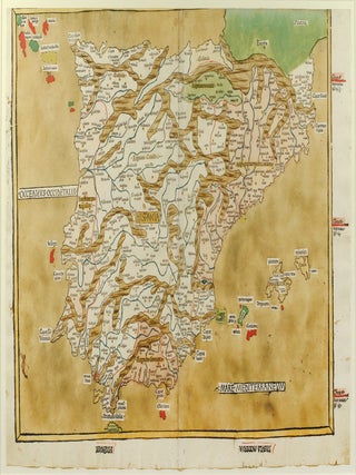 Tabula moderna Hispanie. Map, Claudius Ptolemy, Nicolaus Germanus.