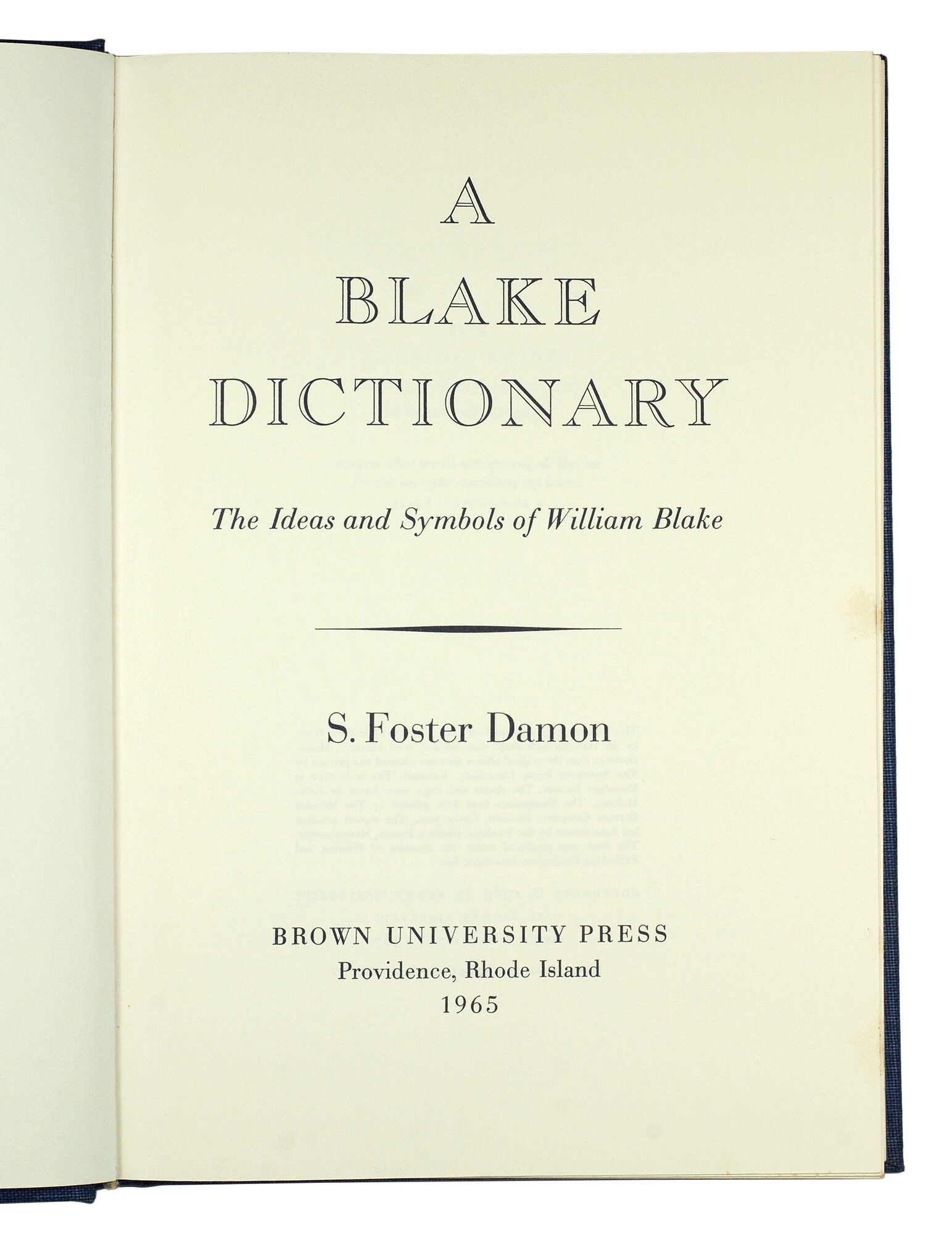 A Blake Dictionary: The Ideas and Symbols of William Blake | S