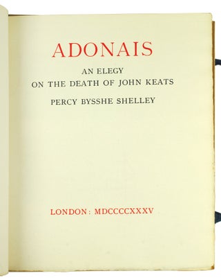 Adonais. An Elegy on the Death of John Keats.